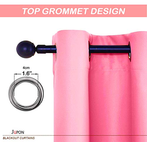 Image of JUPON Silk Blackout Curtain Pack Of 1 Piece With 3 Layers Weaving Technology & Solid Grommet Curtains Pattern /Thermal Insulated Draperies Energy Saving (W 44 inch X 84 inch L) Pink