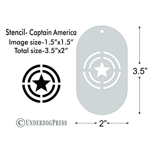 Stencil- Captain America Shield, 1.5x1.5 on 3.5x2 Border, Size 1