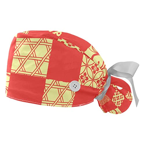 Chapeaux de travail ajustables JDEZ à motif fleurs japonaises avec bandeau anti-sueur