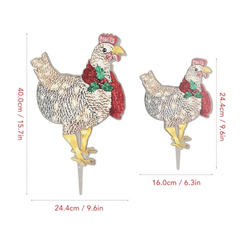 2 PCS Light Up Chicken with Scarf Outdoor Decor, Christmas Chicken Decorations - Image 4