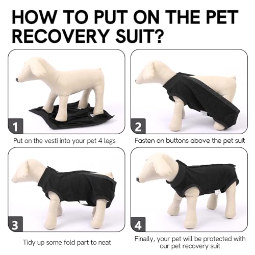 Image of SAWMONG Recovery Suit for Dogs Female Male, Breathable Dog Onesie After Surgery Spay Neuter, Professional Dog Surgical Suit, Substitute Pet E-Collar Cone, Black, XXX-Large
