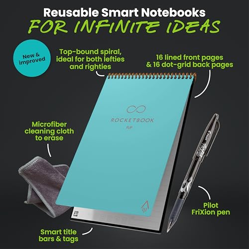 Rocketbook Flip Reusable Notebook (6×8.8", Lined+Dot-Grid, Teal) — view 3