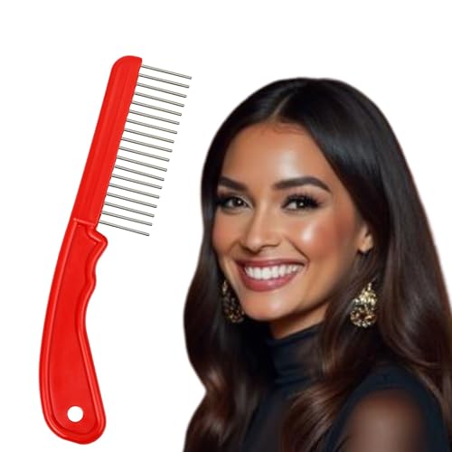 The Hair Doctor Extra Long Tooth Hair Comb 1 1/4 Inch with silky smooth rotating teeth to prevent hair damage (Beautiful Red)