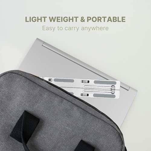 Image of Premium Metal Laptop Stand Foldable, Aluminum Note Book Stand Portable Any Laptop Stand Adjustable Height /OverHeating Protection Laptops /MacBooks /Table and Many More (Metallic Silver, MLS001)