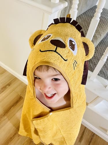 Image of Baby & Toddler Lion Hooded Bath Towel | Ultra Soft, High Absorbency, Bathrobe Blanket, Great Gift for Boys and Girls