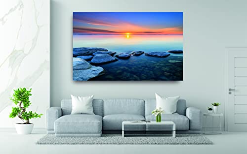 Lever du soleil sur le fleuve en tableau d'art moderne pour un intérieur serein