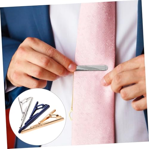 Clips de corbata para hombre Beaupretty azul amarillo plata 7