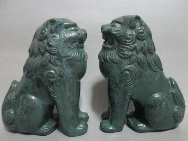 鋳金 狛犬 置物 木箱入り 一対 Amazon.co.jp: 狛犬 一対 置物 鋳金製 獅子 阿吽 ナショナル 昭和