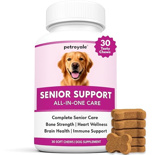 Image of Petroyale Senior Support Dog Supplements - All-in-One Senior Dog Supplements for Mobility, Hip & Joint, Brain, Heart & Eye Health - Immune Support Vitamins (Dog Senior Support 30 Soft Chews)