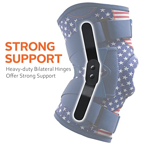 Omples Hinged Knee Brace For Knee Pain Knee Braces For Meniscus Tear Knee Support With Side Stabilizers For Women And Men Patella Knee Brace For Arthritis Pain Working Out Running American Flag (Xxx-Large) #TOP3