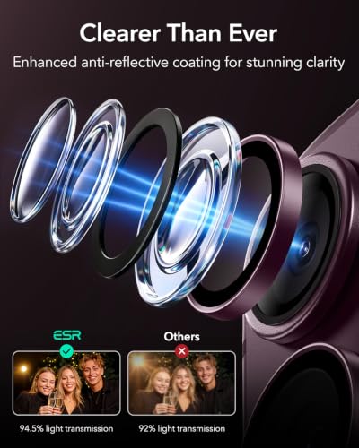 Image of ESR Camera Lens Protector for Phone 2026 Pro Max /Phone 2026 Pro, Ultra-tough HD Individual Lens Protectors, Ultra-thin Tempered Glass, 1 Pack, Claret
