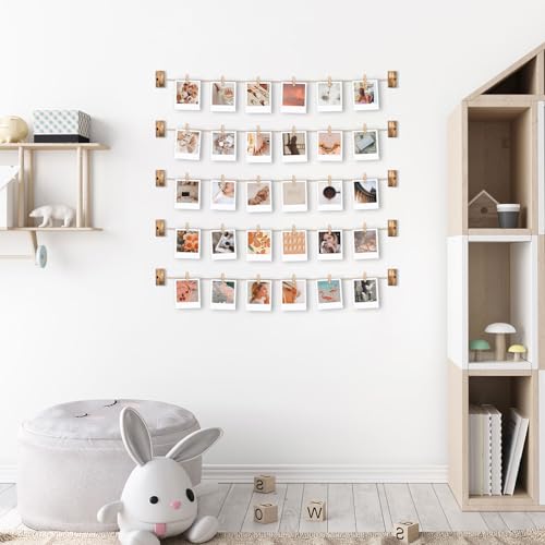 Emfogo Picture Frames Collage Wall Decor Photo Collage Picture frames 4x6 for Wall Hanging with 30 Clips Multi Photo Display for Dorm Room Decor