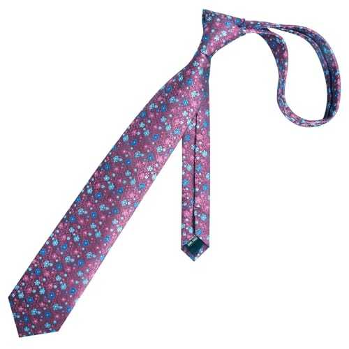 Image of Alizeal Mens 3.15inches Exquisite Floral Tie with Small Flower Printed Pocket Square