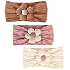 3 Pcs Baby Flower Headbands Baby Girls Nylon Headband Soft Hairbands Hair Accessories for Newborn Infant Toddler Kids (Yellow,Pink,Brown)