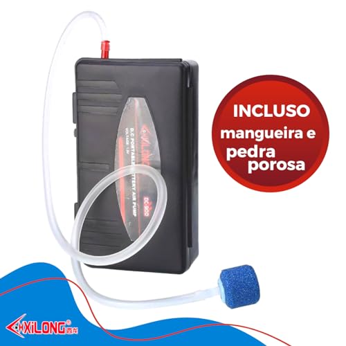 Compressor a pilha para aquário e Iscas de pescaria - Útil em Viagens ou Quedas de Energia - Cód.Com