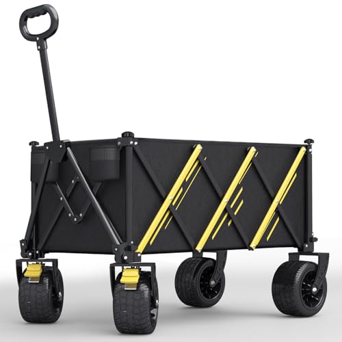 【キャリーワゴン 2025強化版 桜の季節限定】大容量 耐荷重180KG キャリーワゴン キャリーカート キャンプカート 長物対応 取り外し可能タイヤ 大型タイヤ ブレーキ付き 折りたたみ ワンタッチ収束式 キャンプ用品 荷物運び 軽量 大型 おしゃれ キャンプ・レジャー・釣り・ビーチ・運動会・ゴミ出し メーカー3年保証付