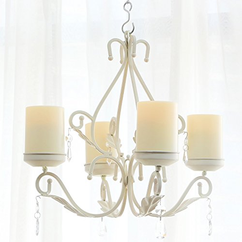GiveU 3 in 1 Lighting Chandelier, Metal Wall Sconce Set of 2, Table Centerpiece for Indoor or Outdoor, Chain and Candles Included, White