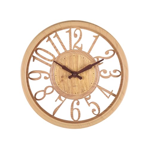 Ergrocar Reloj De Pared De Madera De Imitación Retro De, Reloj De Pared Silencioso Y Sin Garrapatas, Adecuado para Decorar Sala De Estar, Entrada, Cocina, Oficina