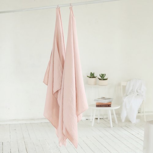 Linenme 0483602 Towel Washed Waffle Rosa 30 X 51, Made In Europe, Bath Sheet, European Linen, Machine Washable, Super Absorbent #TOP3