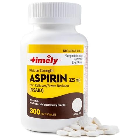 TIME-CAP LABS, INC. Timely 300 Count Regular Strength Aspirin 325mg for Adults - Compared to Bayer - Coated Regular Strength Aspirin Tablets - Pain Reliever for Minor Aches and Pains - Made in USA Cover