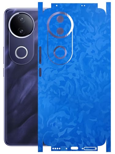 Image of AtOdds - Full Body Back Screen Guard Protector Film - 3D Textured Lamination Wrap Skin Sticker Compatible with VIVO T4R (5G) | Scratchproof Matte Finish (Design - Royal Blue Camo)