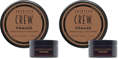 American Crew - Pomade, Cera para el Pelo de Hombre, Alta Fijación, Fuerte y Duradera, Aporta Definición y Brillo, Acabado Flexible, Para Cabellos de Cualquier Longitud (Paquete de 2)
