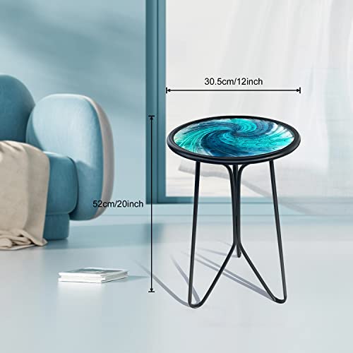 Liffy Patio Side Table - Small Round End Table - Metal Side Table - Small Porch Table For Indoor And Outdoor Decor (12In Glass Top) #TOP6