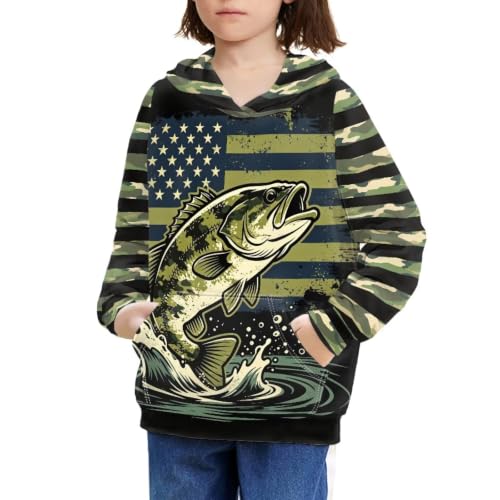 Image of WELLFLYHOM Boys Hooded Sweatshirts Hoodie Pullover Cool Graphic Crewneck Blouses Size 6-16