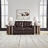 Signature Design by Ashley Santorine Transitional Tufted Leather Match Loveseat, Dark Brown