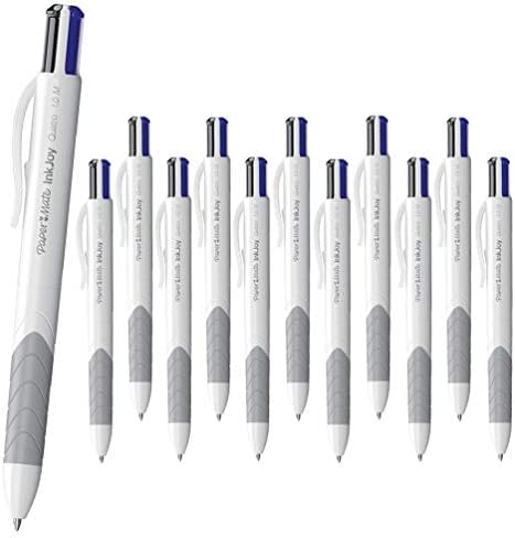 12 x Papermate InkJoy Quatro Retractable Ballpoint pens, 1.0mm Medium Point, White/Grey - Loose in Plain Packaging