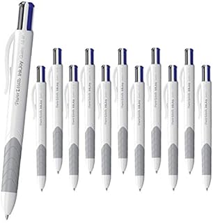 12 x Papermate InkJoy Quatro Retractable Ballpoint pens, 1.0mm Medium Point, White/Grey - Loose in Plain Packaging