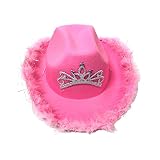 ✿Sombrero de vaquero rosa: este sombrero de vaquero es un excelente complemento para el traje de vaquera. El sombrero está atado con una cuerda para que puedas ponerlo debajo de la barbilla, ya que es muy cómodo para ti.