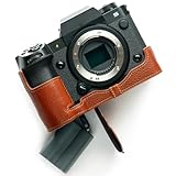 [恵＼イーサン] TP Original FUJIFILM X-H2S / X-H2 デジカメ 専用 オープナブルタイプ ハンドメイド本革 ボディケース 互換 電池交換便利 底面開閉 ハンドメイド本革ハーフカメラケースバッグカバー (ブラウン)