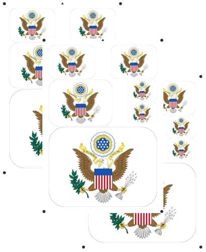 vmcoatdu America Coat of Arms Laser Printing USA United States National Emblem Sticker 3 Pcs Decal in Multiple Sizes Stickers (Red America USA B)