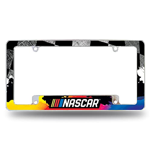 Rico Industries NASCAR Logo All Over Chrome Frame 12' x 6' Chrome All Over Automotive License Plate Frame for Car/Truck/SUV