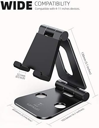 Lamicall Adjustable Tablet Stand, Foldable Tablet Holder - Universal Portable Desk Cradle Dock Compatible with 2022 New iPad Pro 9.7, 10.2, 10.5, iPad Air mini 2 3 4 5 6, Nexus, more Tablets - Black