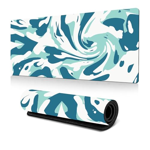 Hixingo Tapis de Souris XXL Gamer - Fluide Multicolore avec Bords Cousus et Base Antidérapante - Convient pour Gaming (Aqua, 1000x500x3mm)