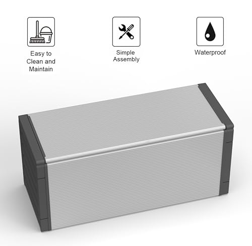 Adventa: Baúl para recogida diferenciada de resina de PVC y PP, fácil de montar, resistente, apto para ambientes interiores y exteriores, 85 x 34 x 38 cm, gris - imagen 8