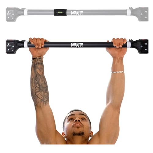 Gravity Fitness Justerbar Dörrtrapets 72–95 cm – Ingen Borrning – För Chins, Styrketräning, Träna Hemma, Calisthenics, Kroppsviktsträning, Hemgym, och Överkroppsträning