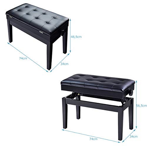 COSTWAY Banc/Banquette/Tabouret de Piano 2 Places Hauteur Réglable : 48,5-56,5CM en Bois Massif avec Fonction de… - Les Beatles, Paul McCartney, John Lennon, RIngo Starr, George Harrison COSTWAY Banc/Banquette/Tabouret de Piano 2 Places Hauteur Réglable : 48,5-56,5CM en Bois Massif avec Fonction de… – Image 8