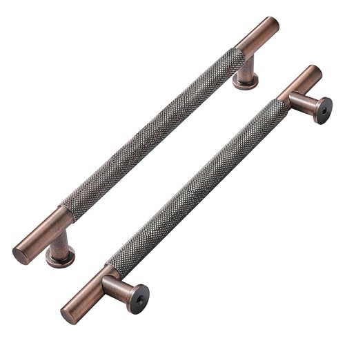 khtumeware 5 Pack 12 Inch(305mm) Drawer Handles Knurled Brushed Antique Copper Cabinet Pulls Drawer Pulls Kitchen Hardware Kitchen Handles for Cabinets Cupboard Handles
