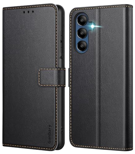 Ganbary Coque pour Samsung Galaxy A15 4G/5G, [Housse en Cuir PU Premium] [Etui à Rabat] [Pochette de Portefeuille], Étui de Protection pour Samsung Galaxy A15 4G/5G - Noir