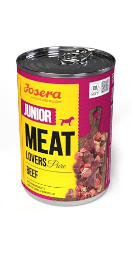 JOSERA Meat Lovers Junior Pure Beef (6 x 400 g) | Junior | Premium Nassfutter für Welpen & Junghunde | extra viel Rindfleisch & Lachsöl | getreidefrei | Alleinfutter | Hundefutter nass | 6er Pack