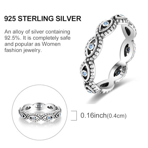NARMO 925 Sterling Silver Evil Eye Rings for Women Stackable Ring Size 7 by NARMO - Used condition - Image 4