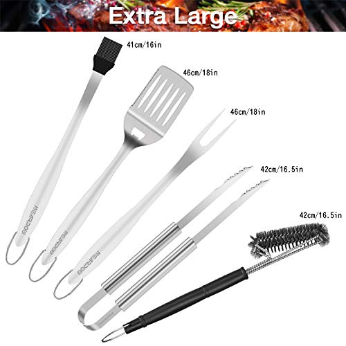 NEARPOW Heavy Duty BBQ Grill Tools Set, 18” Long Handle Grill Utensils