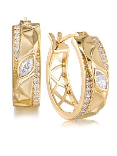 D Color VVS1 Clarity Moissanite 20mm Hoop Earrings for Women Men， Solid 925 Sterling Silver with Rhodium/Gold Plated, Round Cut Huggie Earrings, Birthday Christmas Valentines Jewelry