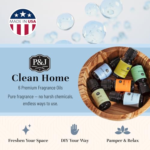 P&J Fragrance Oil Clean Home Set | Lemongrass, Fresh Cotton, Clean & Fresh, Aloe, Bamboo, Orange Candle Scents for Candle Making, Freshie Scent, Soap Making Supplies, Diffuser Oil Scents - Image 4