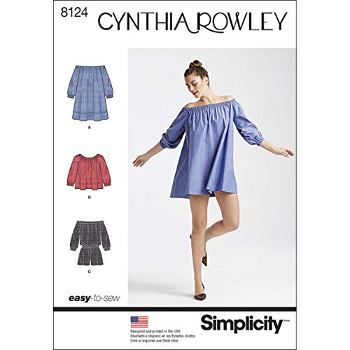 Simplicity 8124 Women's Romper Dress and Top Sewing Patterns by Cynthia Rowley, Sizes XS-XL