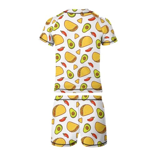 Mexican Food Taco AvocadoChildren's Swimsuits Boys Two Piece Suit9-11Y（140cm）3