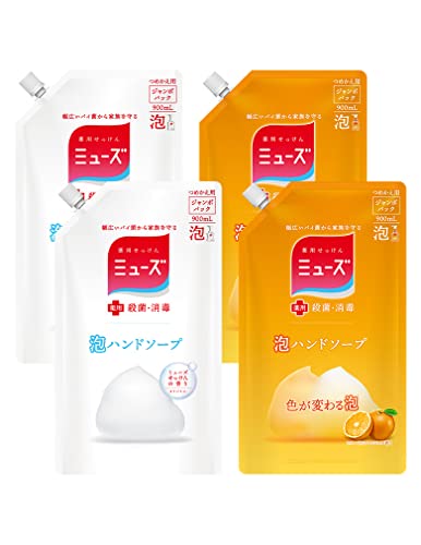 【医薬部外品】ハンドソープ 泡 詰め替え ミューズ ジャンボ (オリジナル/フルーティフレッシュ) 900ml ×4個 殺菌 消毒 手洗い 保湿成分配合 まとめ買いパック